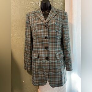 Long Jacket Aqua & Brown Plaid